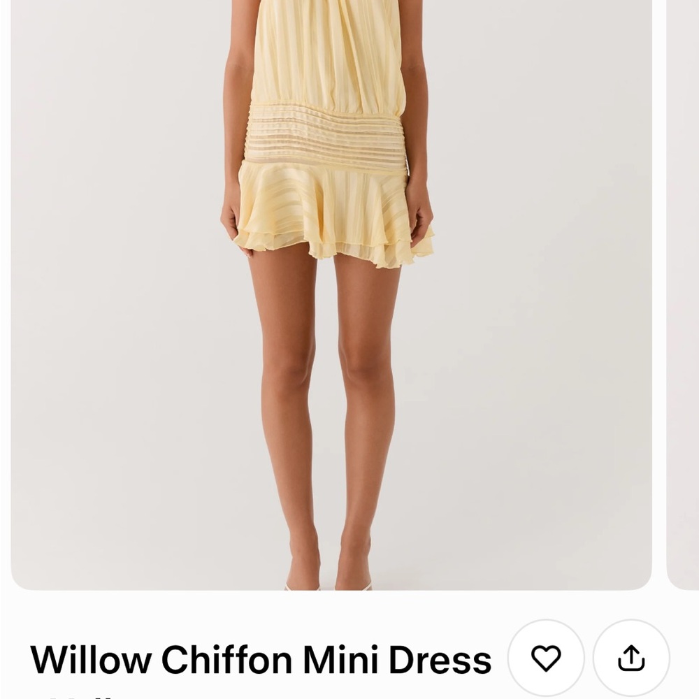 Peppermayo Willow Chiffon Mini Dress in Pale Yellow - Picture 2 of 3